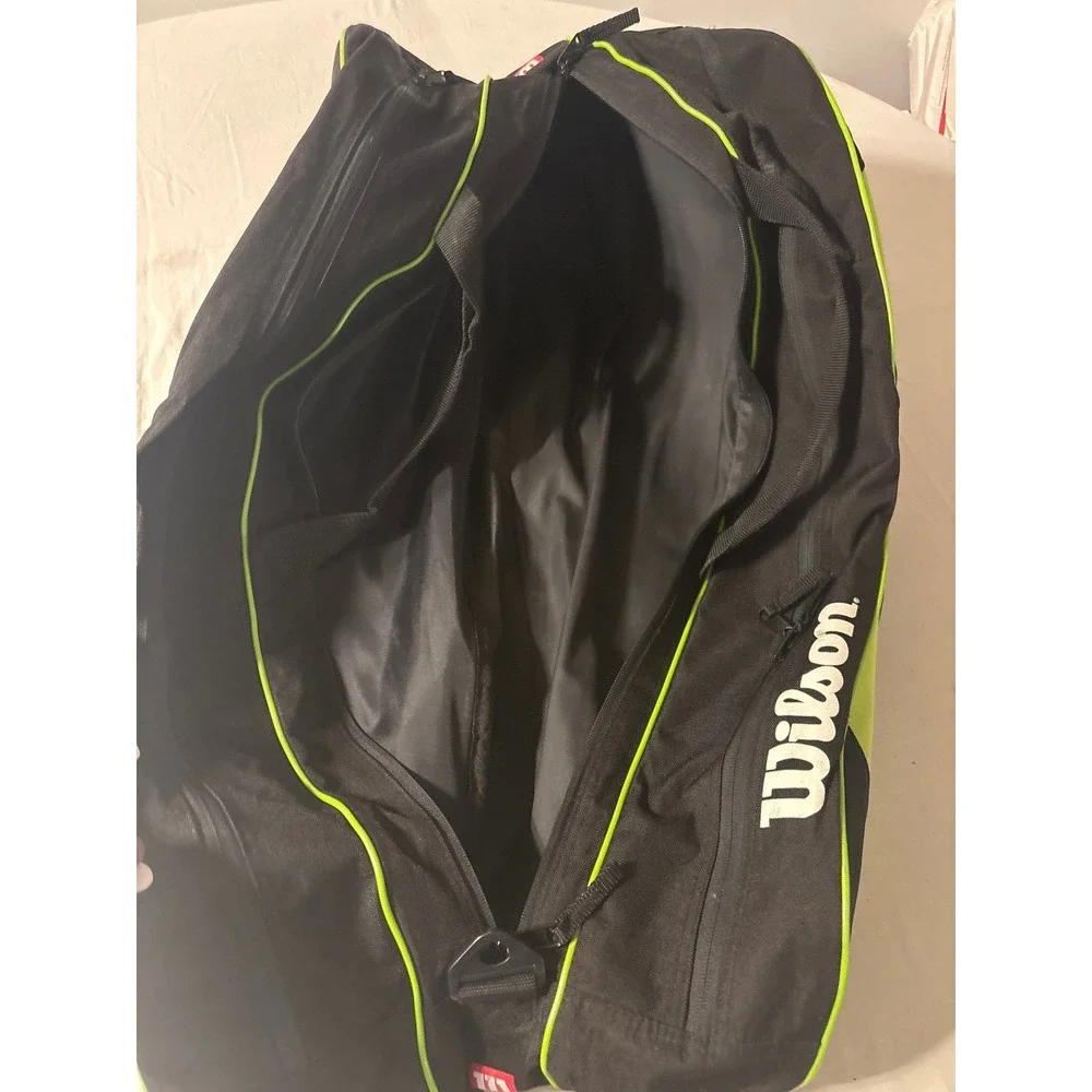 Wilson Team Tennis Racket Bag Unisex OS Black Lime Green  Backpack Strap